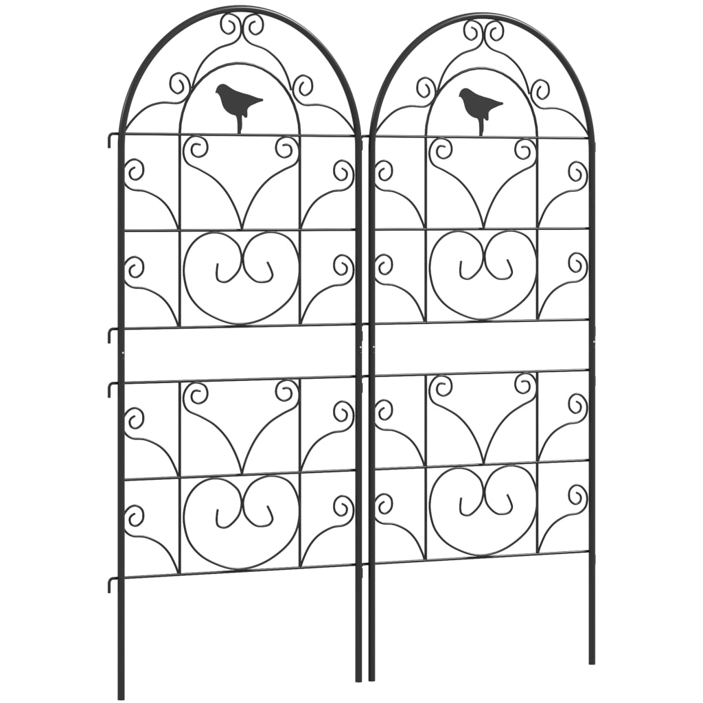 Set 2 grigliati per rampicanti ULEVR 50x120 cm in metallo nero con motivo uccelli