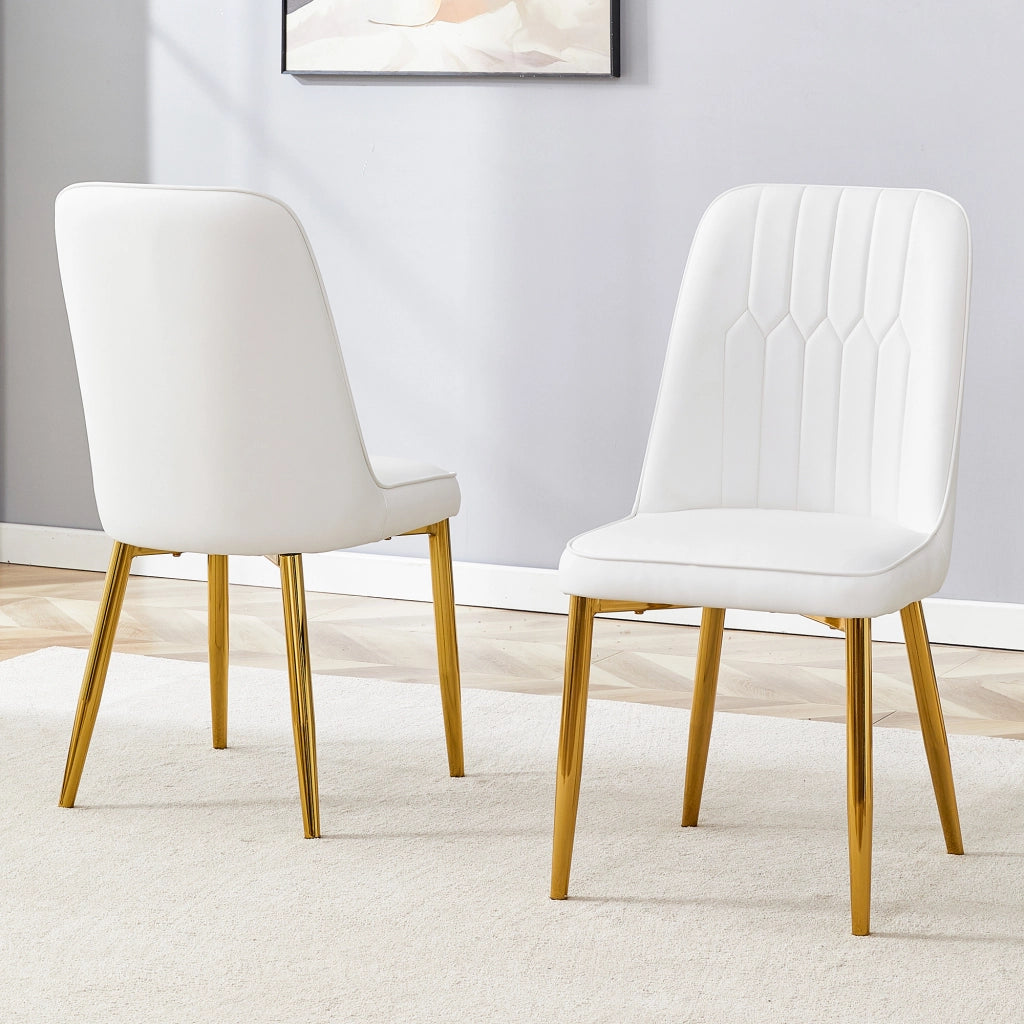 Set di 2 sedie in ecopelle sedie da pranzo bianche con gambe in metallo