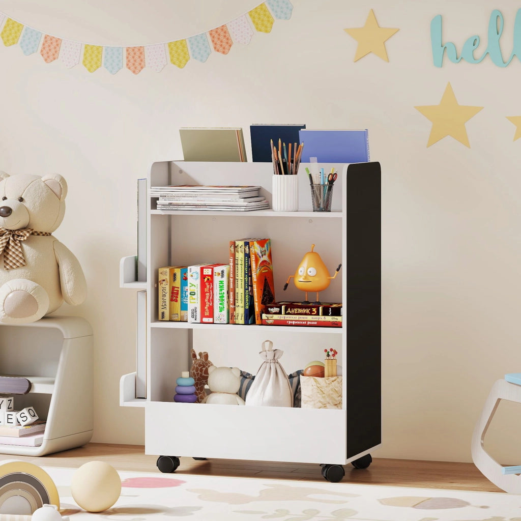 Libreria per Bambini con Lavagna e Ruote ¨C Minimal ¨C Bianco