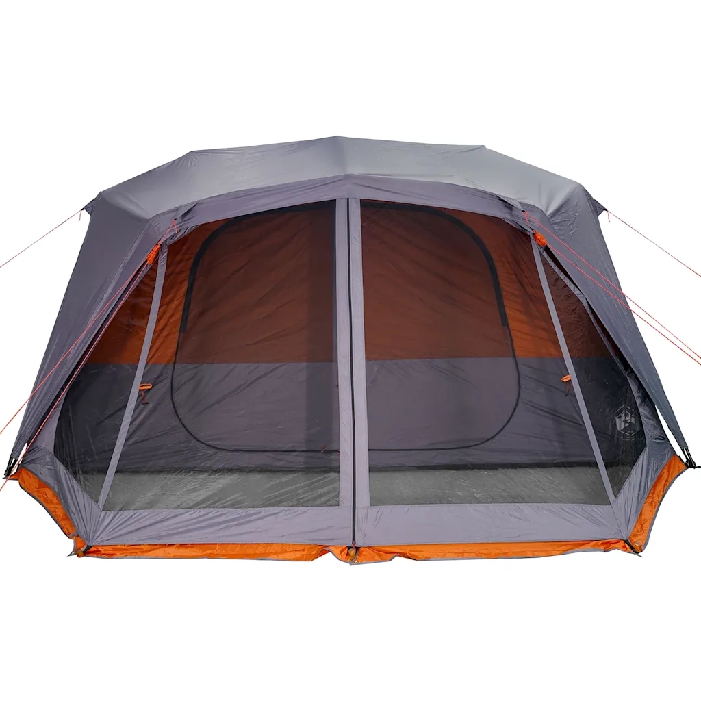 Tenda Campeggio 10 Persone-Tenda per Escursionismo Grigio e Arancione Impermeabile