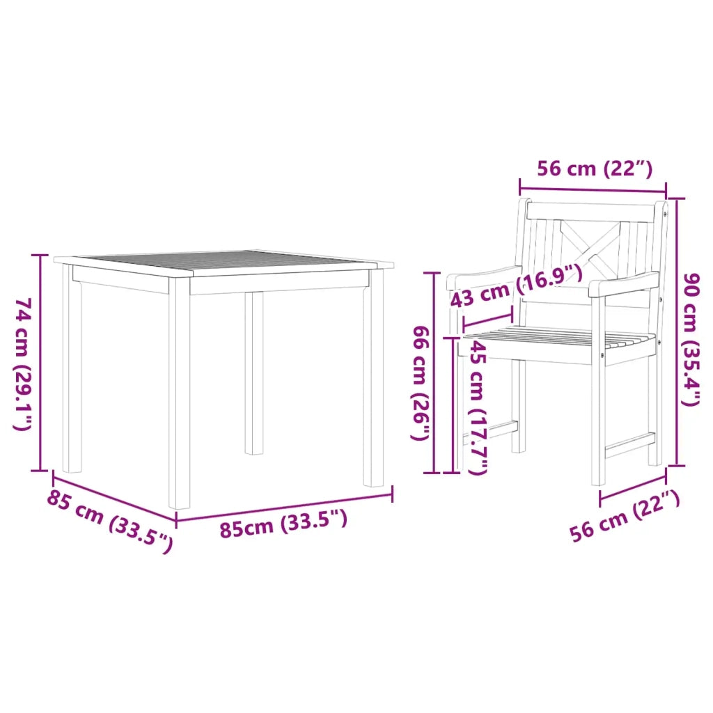 Set da Pranzo per Giardino 3 pcs Marrone 3375656