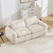 Divano modulare in chenille beige 194x97x68 cm