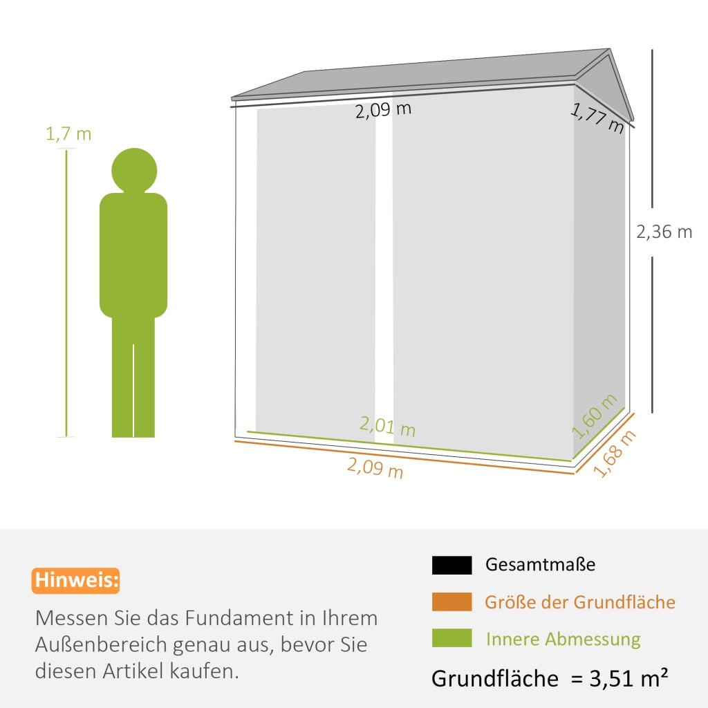 Casetta da giardino metallo ¨C Zephmum ¨C Grigio 209x177x236 cm