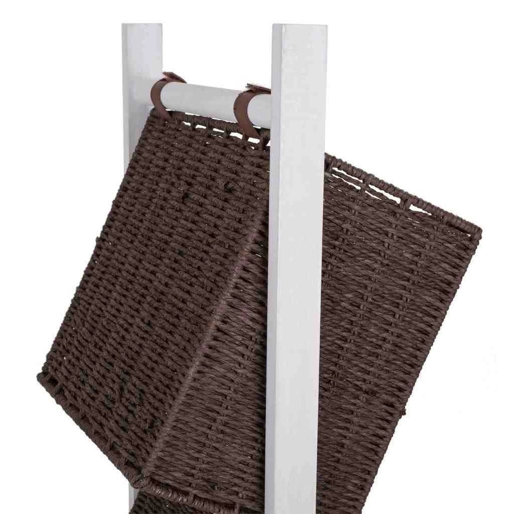 Portariviste con supporto in legno e tre cestelli 37x27x115h