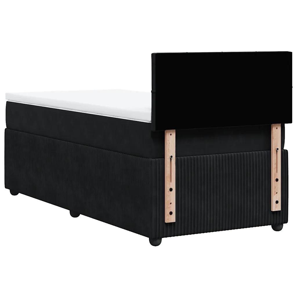 Giroletto a Molle con Materasso-Struttura Letto Nero 80x200 cm in Velluto 570480