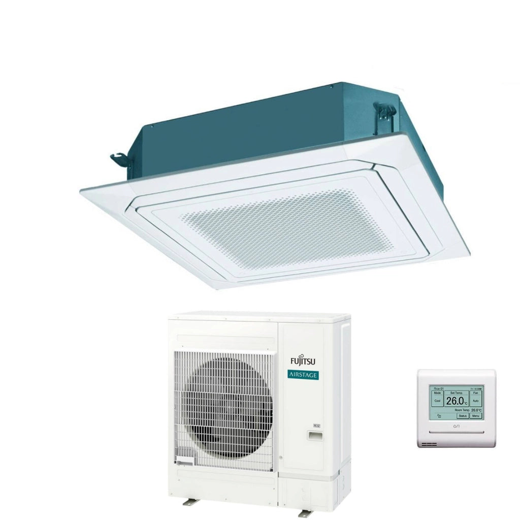 Condizionatore a Cassetta Fujitsu KR Circular Flow White 45000 Btu AUXG45KRLB Monofase R-32 Wi-Fi Optional con Griglia e Filocomando