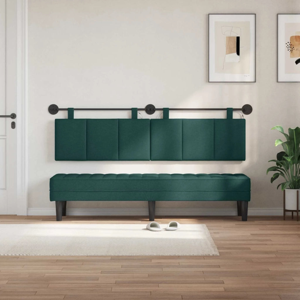 Testiera | Testata sospesa Con luce LED Verde Scuro Tessuto