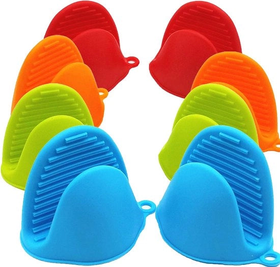 4 paia di spatole in silicone con supporti termoresistenti - ideali per cuocere e preparare (rosso, blu, verde, arancione)