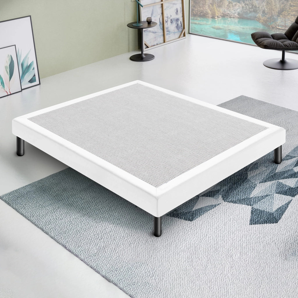 Letto Sommier Matrimoniale 180x200 Bianco Rivestito - Resistente fino a 120 Kg per Persona