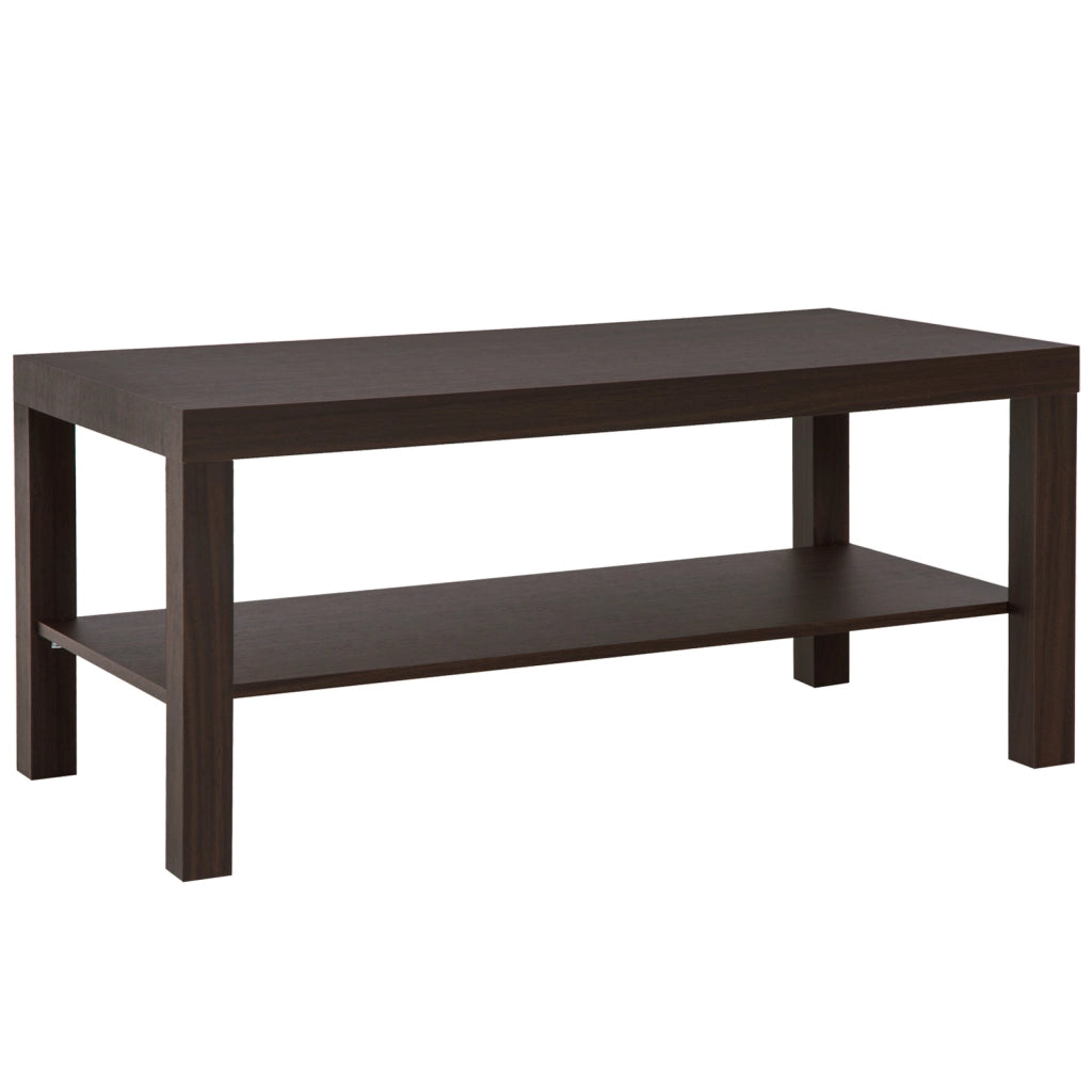 Tavolino da Salotto Rettangolare Classico con Ripiano Portaoggetti in Legno 90¡Á45¡Á44.5cm