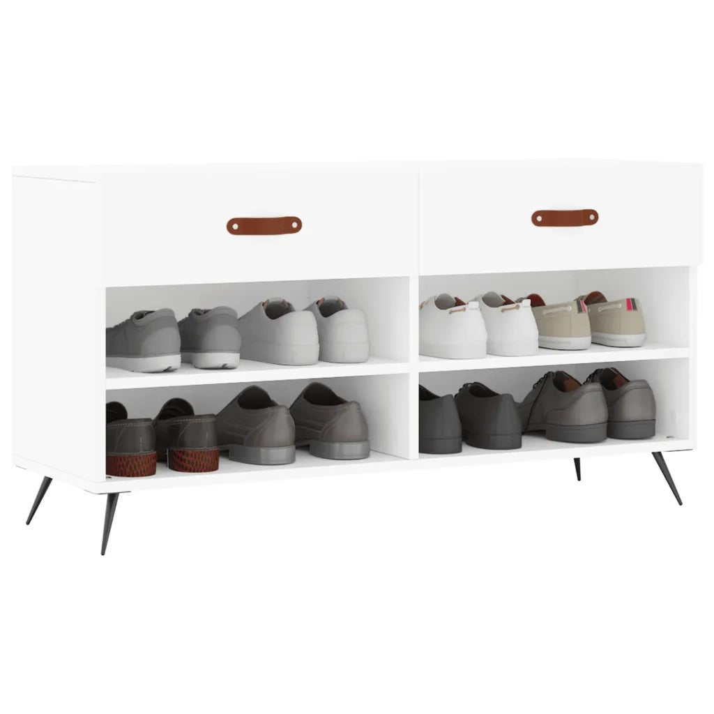 Panca Porta Scarpe | Scarpiera | Mobile per scarpe Bianca 102x35x55 cm in Legno Multistrato