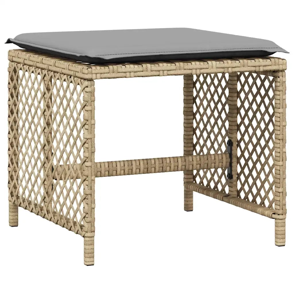 Set da Pranzo da Giardino 11 pz con Cuscini Beige in Polyrattan