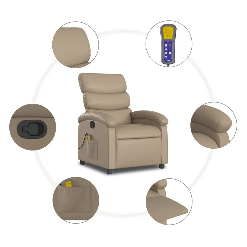 Poltrona Massaggiante | Sedia Relax Reclinabile cappuccino in Similpelle