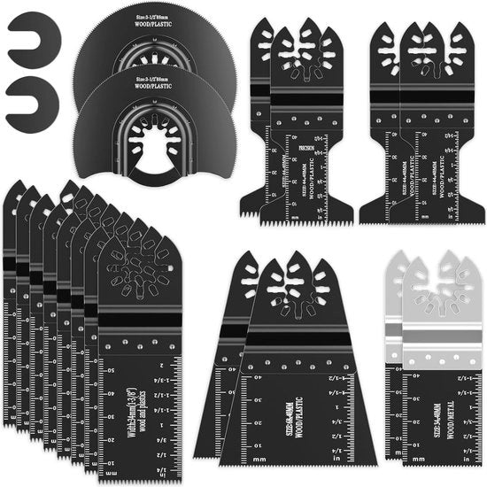 Set di accessori oscillanti multitool - 18 pezzi per legno, plastica e metallo