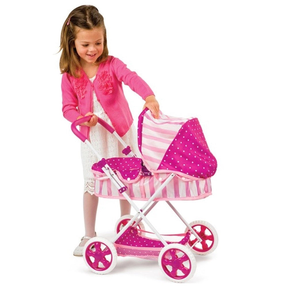 Trade Shop - Passeggino Carrozzina Bambole Amore Mio Country Con Cappottina E Copertina -