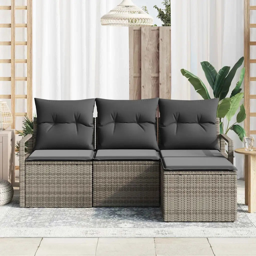 Set di divani con cuscino 4 pcs Grigio polyrattan