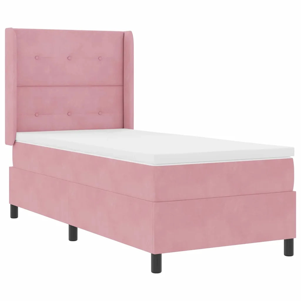 Letto a molle con materasso Rosa 90 x 200 cm Velluto 3341995