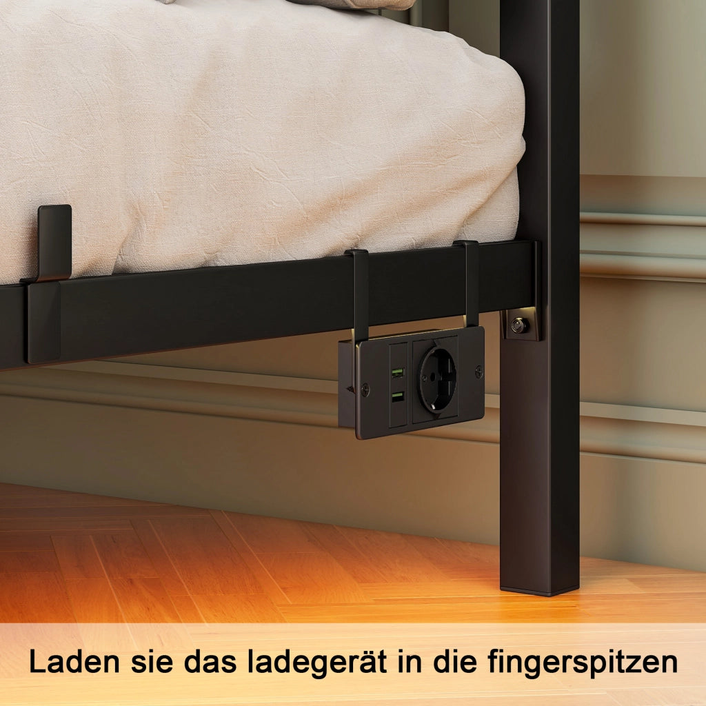 letto a baldacchino in metallo nero 140 x 200 cm