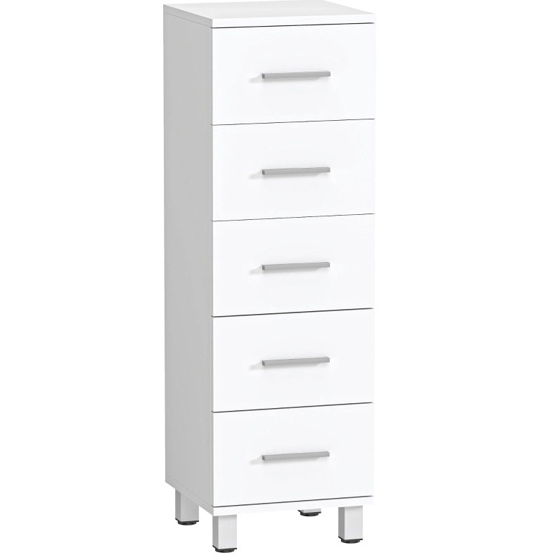 Mobile bagno stretto con 5 cassetti bianco