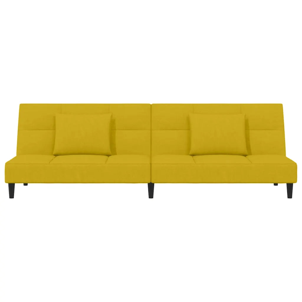 Divano Letto a 2 Posti con 2 Cuscini Giallo in Velluto 375813