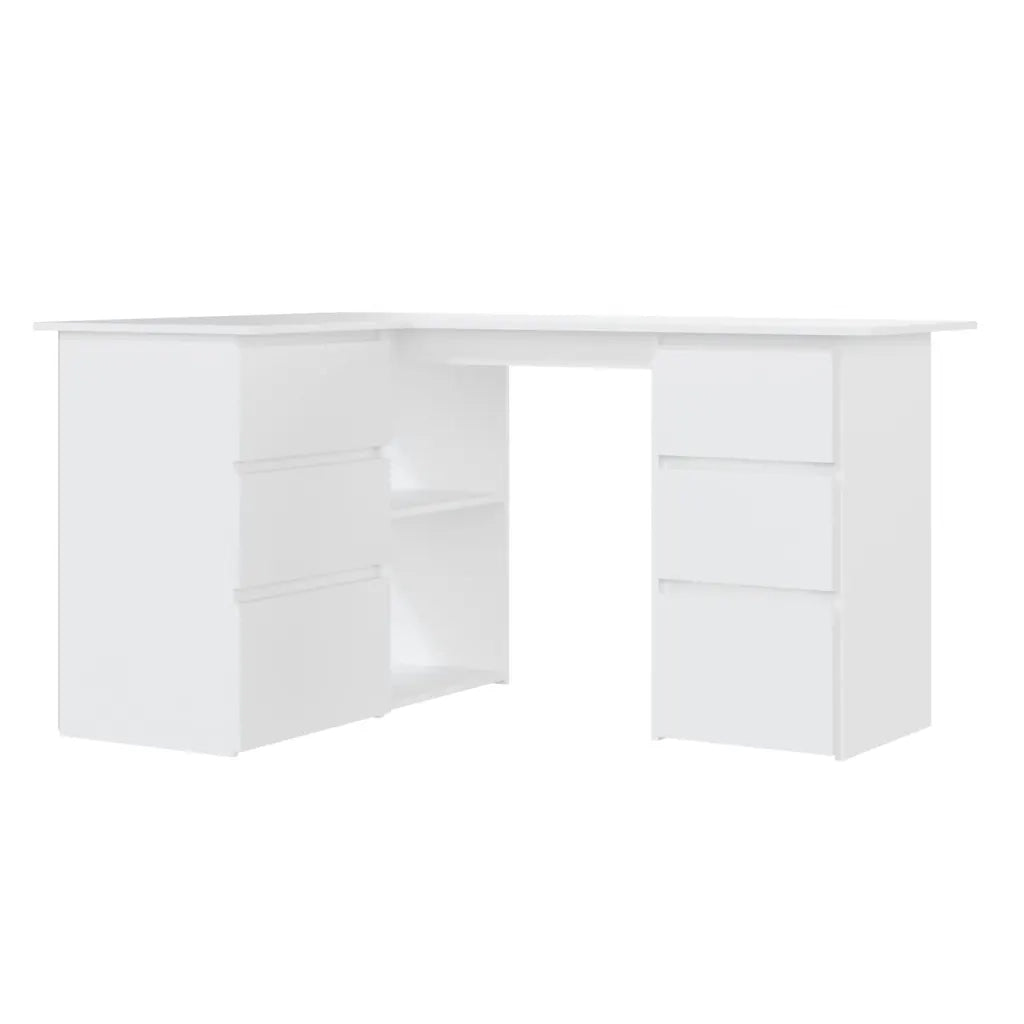 Scrivania ad Angolo Bianca 145x100x76 cm in Legno Multistrato
