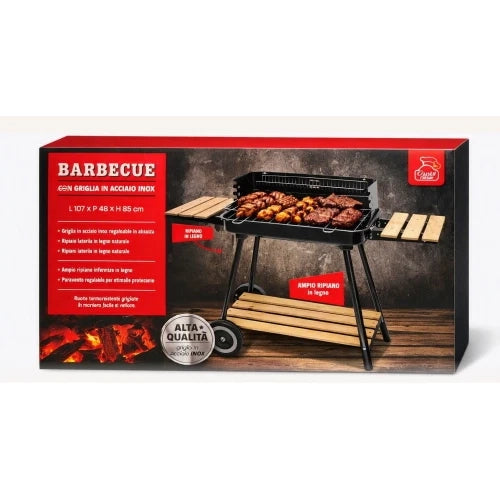 Barbecue con Ruote 107x46x83 cm Griglia da Esterno Mobile per Giardino e Terrazzo