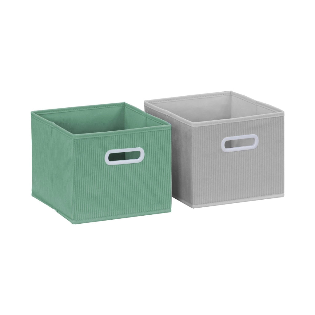 Contenitore per bambini con 4 cestini in velluto, verde