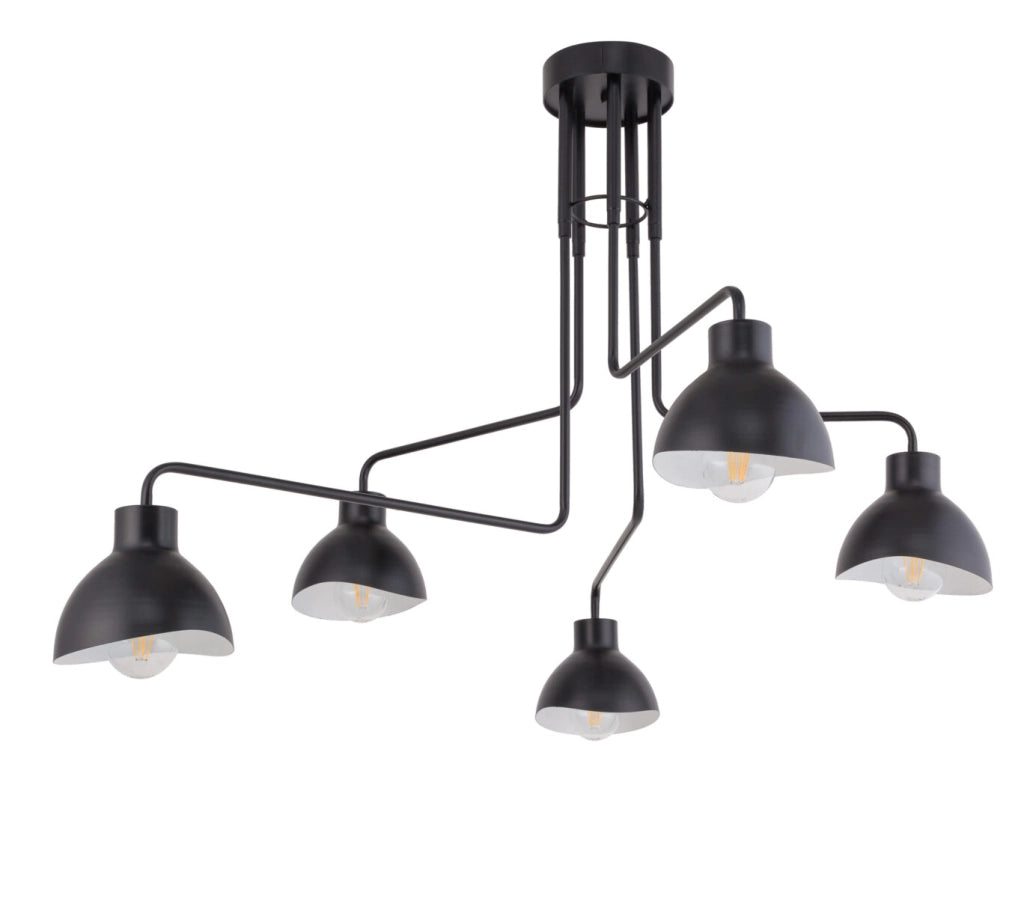Plafoniera moderna Holi 5 luci E27 nero/bianco Sigma