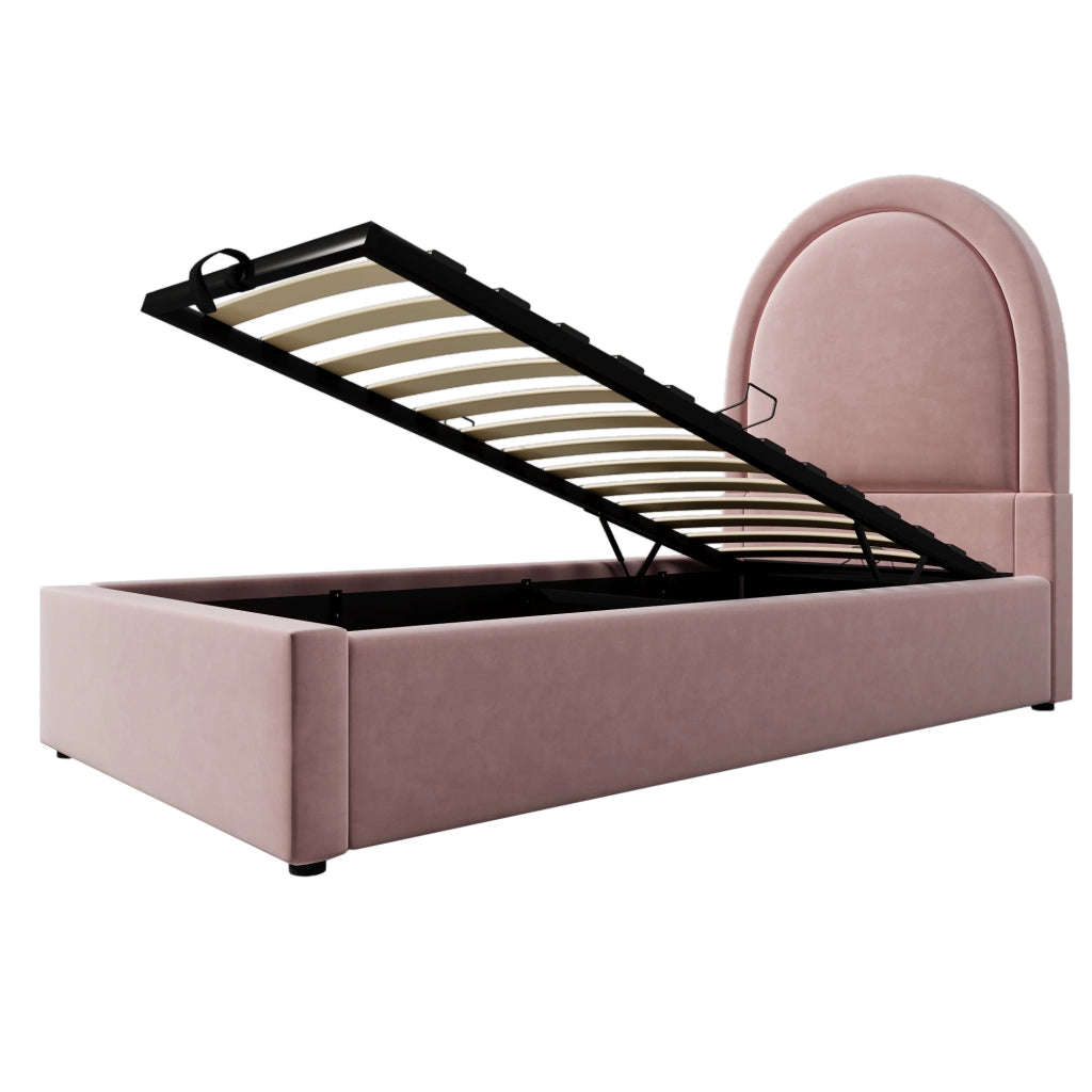 Letto singolo imbottito rosa 90x200 con materasso