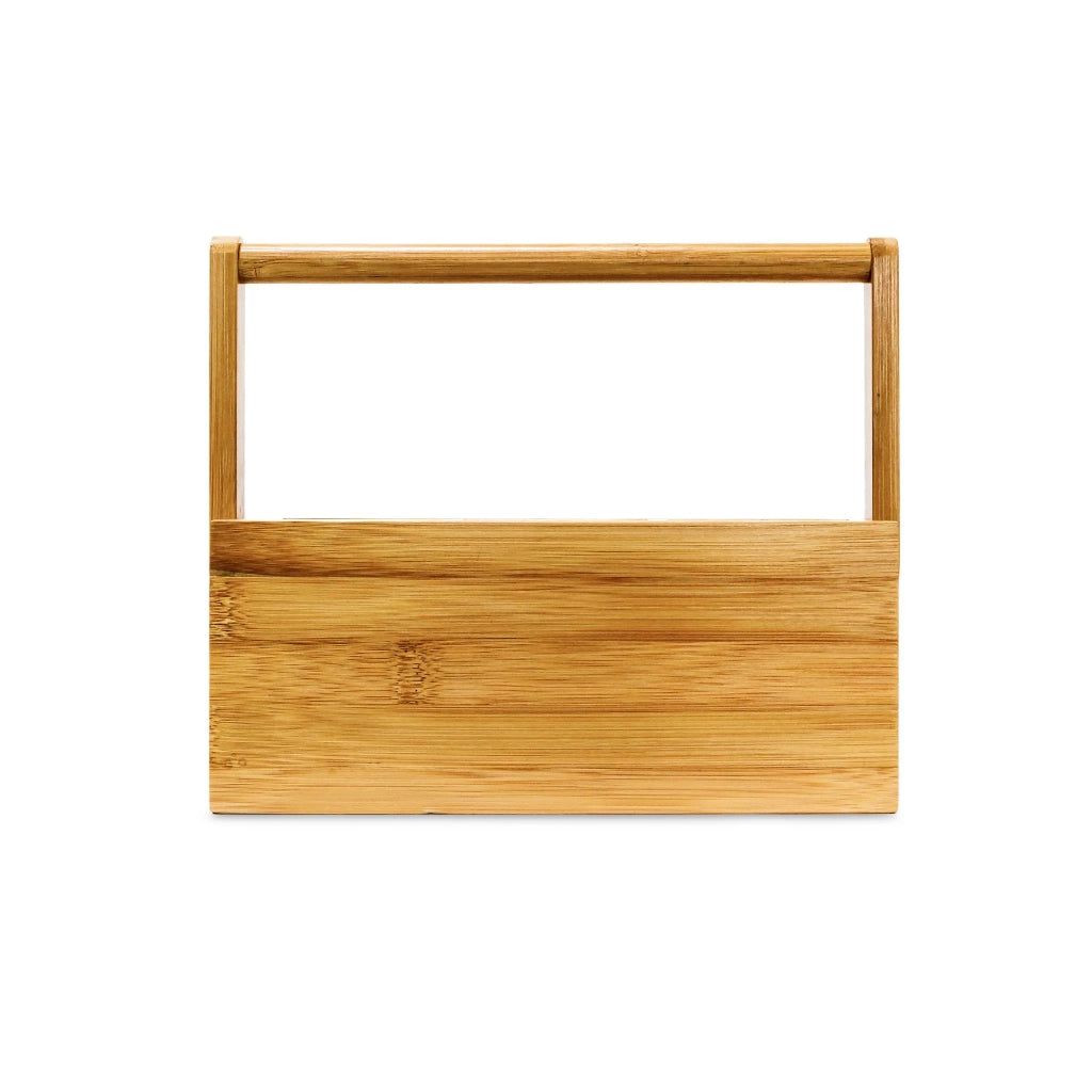 Organizer da scrivania in bambù 30 x 15 x 10 cm con 4 scomparti e manico regolabile stile moderno in bambù naturale 13_0003183