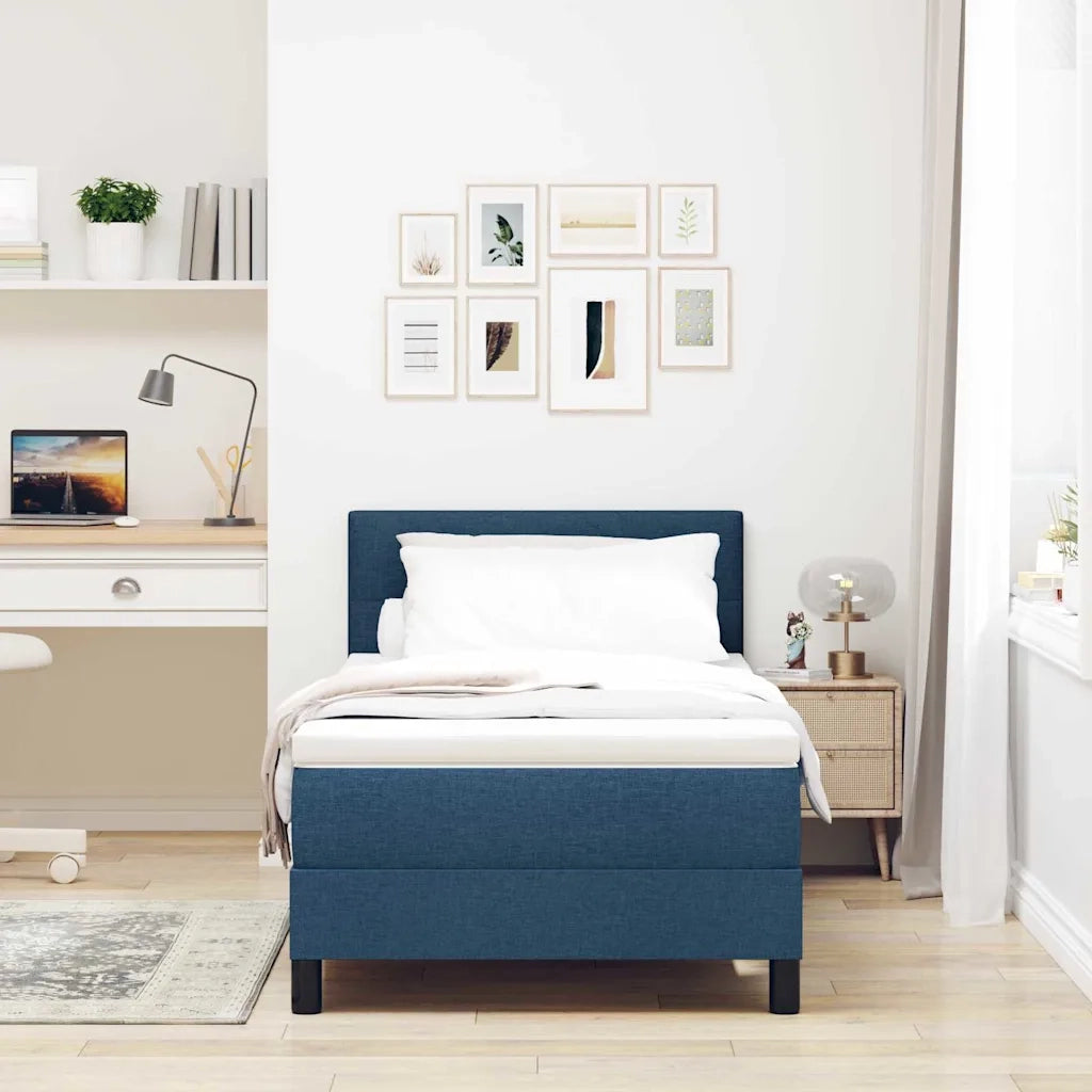 Letto a molle con materasso con led Blu 90 x 190 cm Tessuto