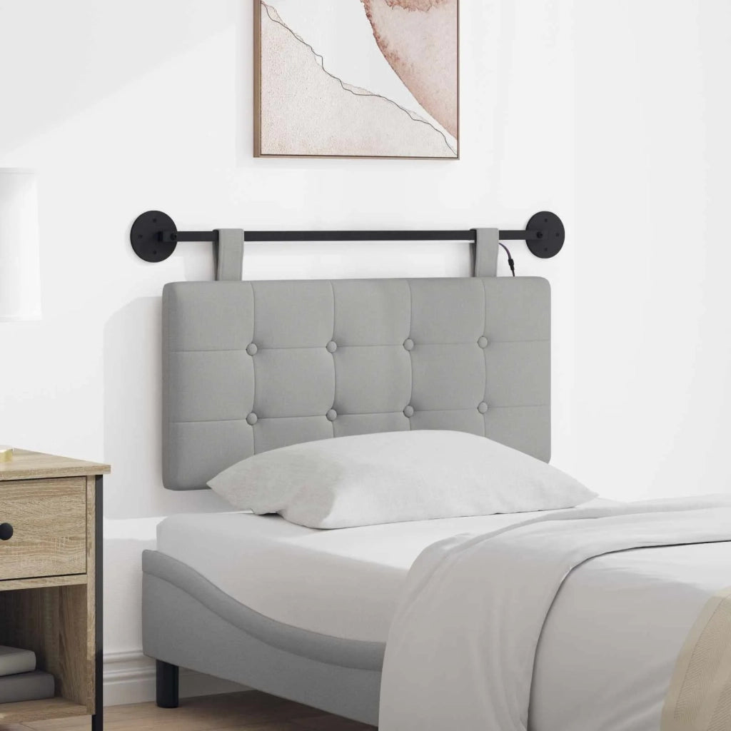 Testiera | Testata sospesa Con luce LED Grigio Nuvola Tessuto