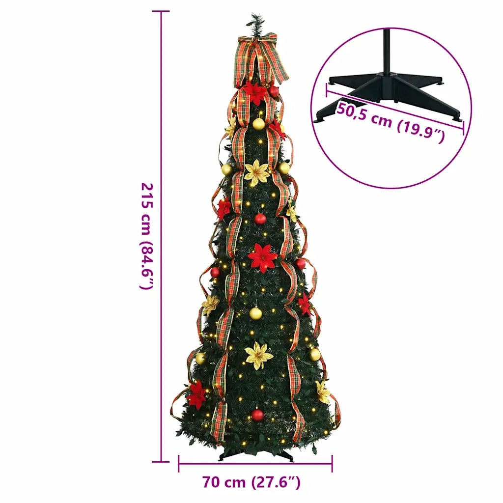 Albero di Natale artificiale con 200 LED Verde 215 cm PVC 42018633