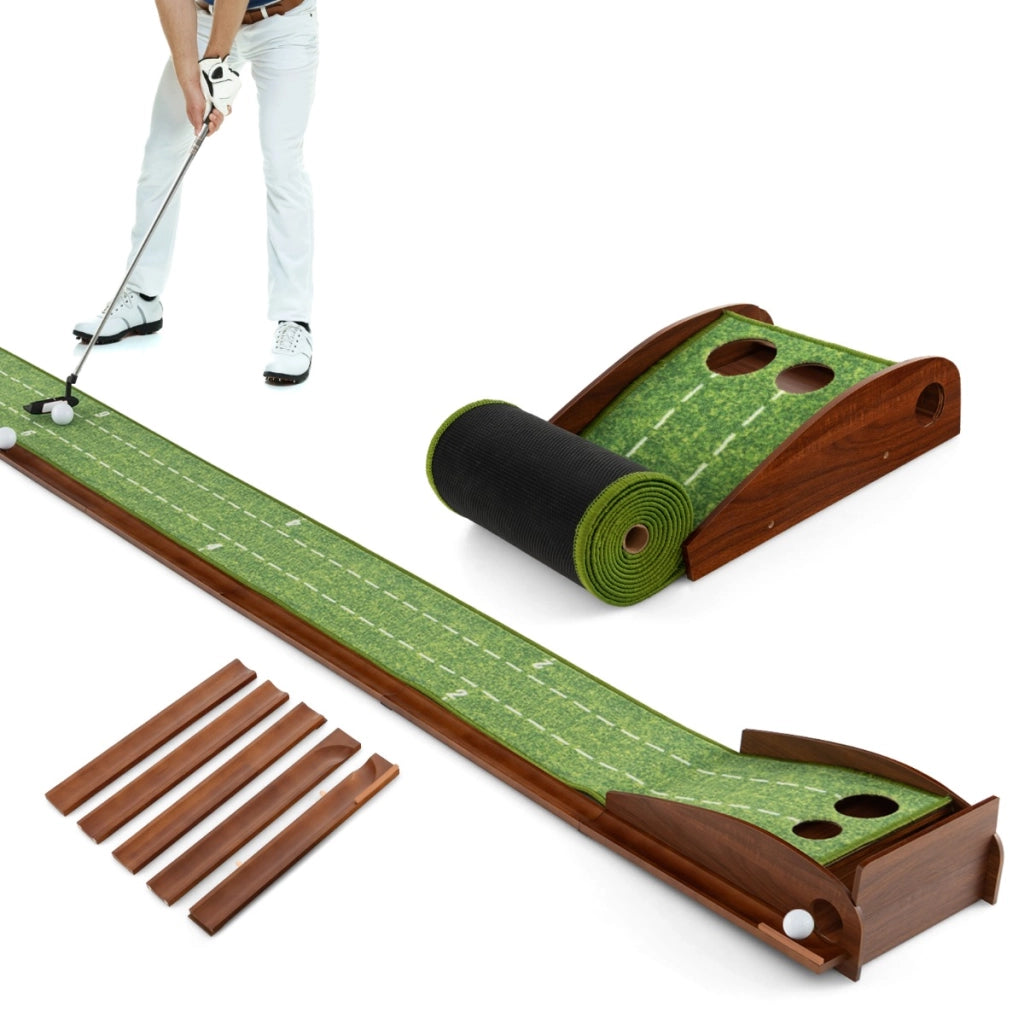 Tappetino da golf per interni ed esterni, Tappetino per putting green con ritorno automatico della palla 302x32x15cm
