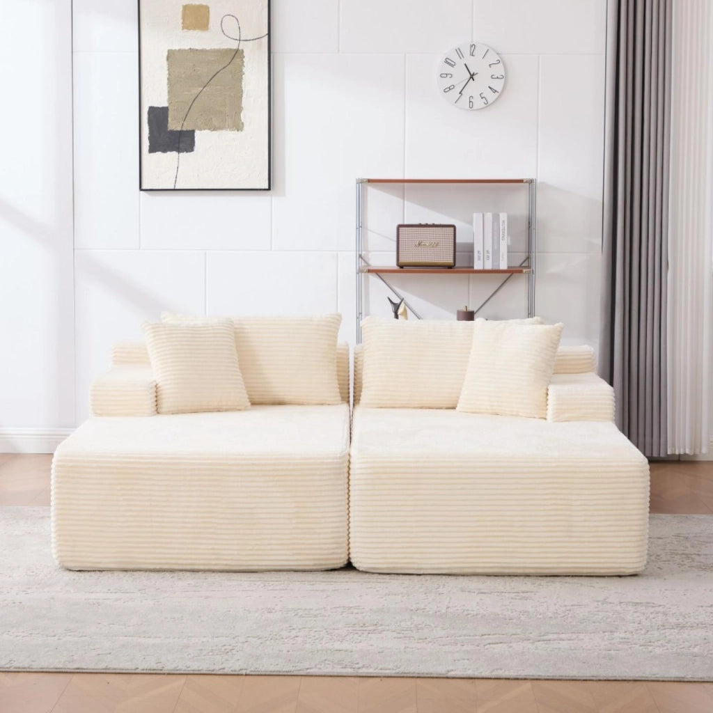 Divano modulare, divano compatto, divano in chenille, schiuma ad alta elasticità 30D, base antiscivolo, 2 posti, beige