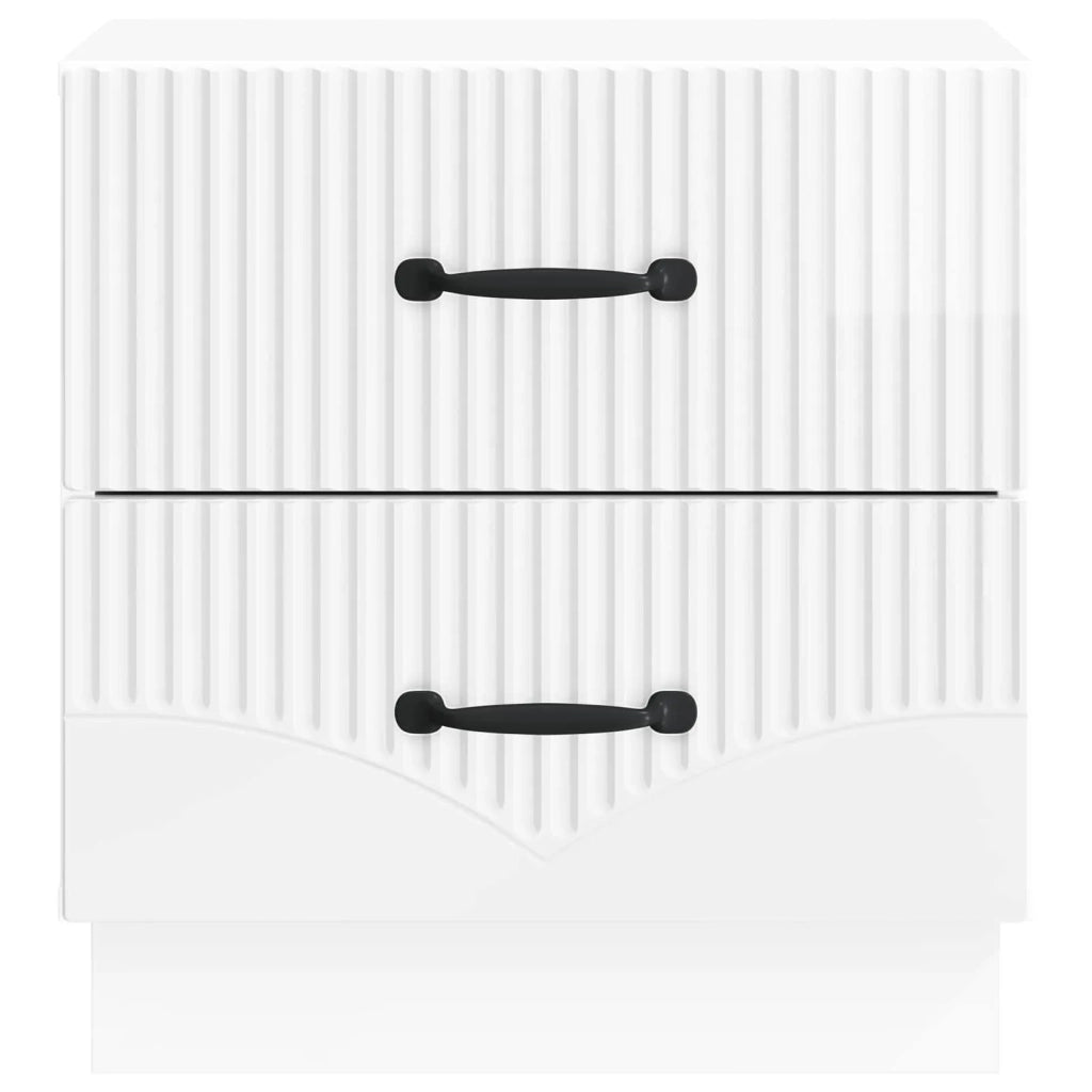Set di 2 Comodini | Armadio da Notte | Mobiletto da notte Bianco Lucido 43 x 34,5 x 44,5 cm
