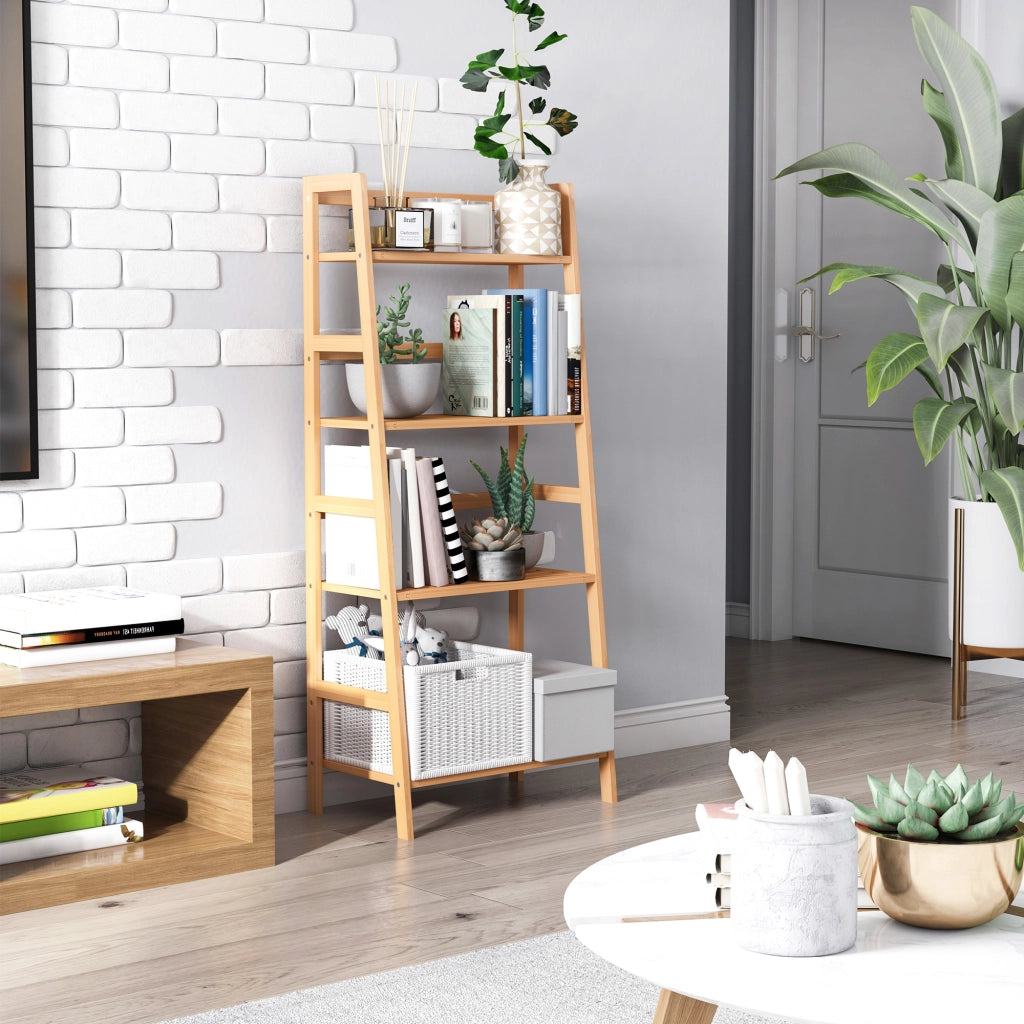 Libreria a Scala 4 Livelli in Bamb¨´ Stile Naturale ¨C Minimal ¨C 48x31.5x120