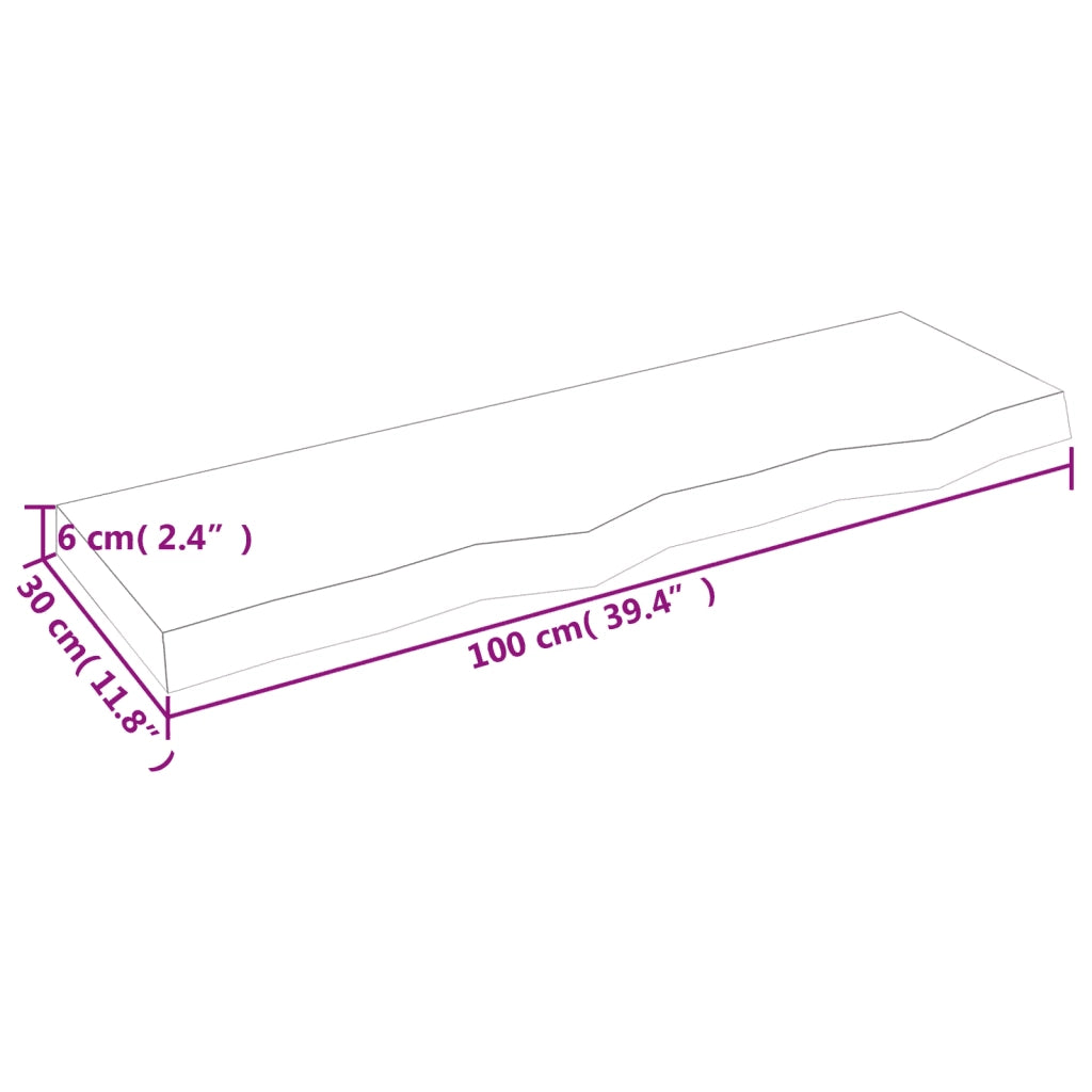 Ripiano a Parete 100x30x(2-6) cm Massello Rovere Non Trattato 363562