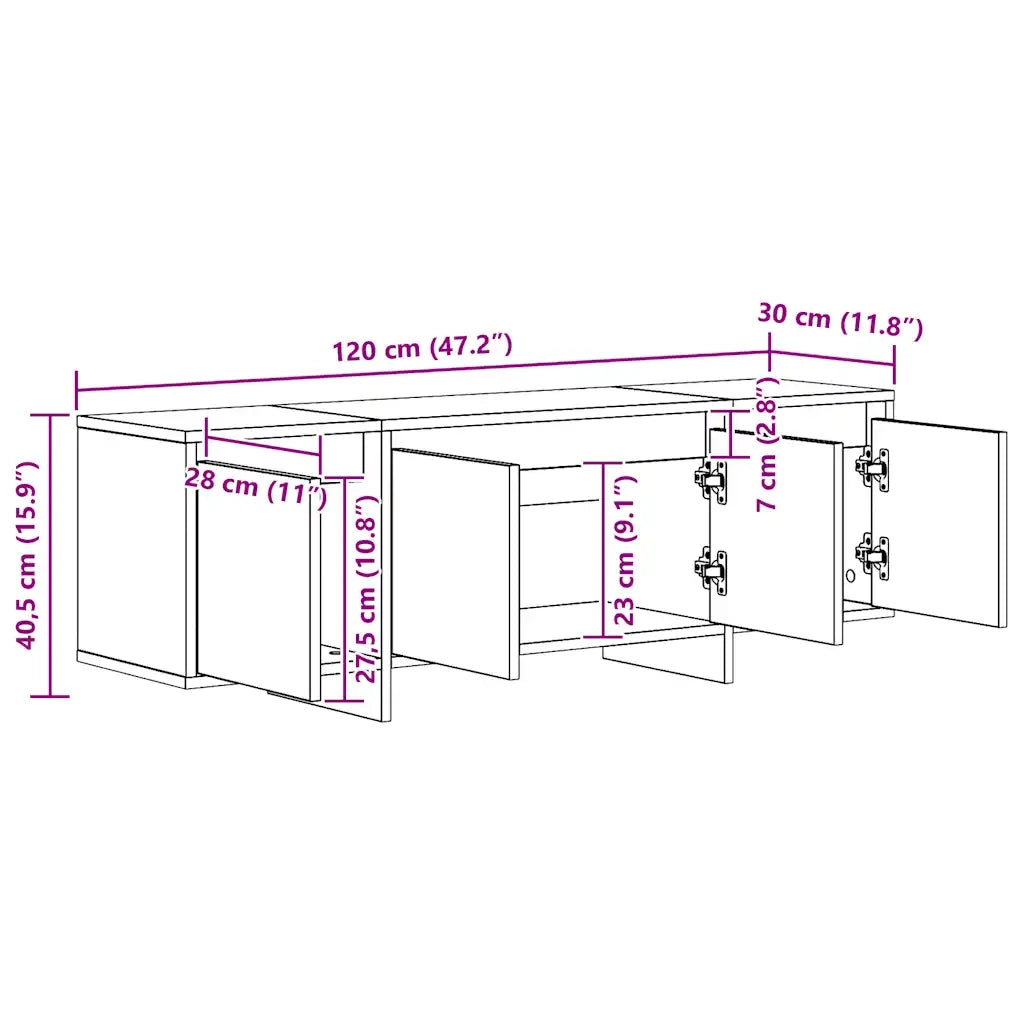 Mobile TV | Armadietto TV | Mobile Porta TV Rovere Artigianale 120x30x40,5 cm Multistrato