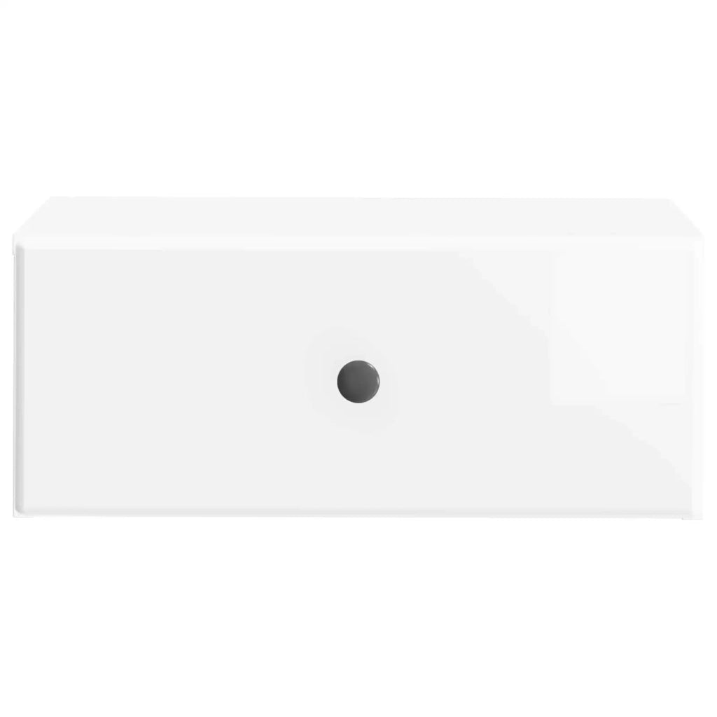 Set di 2 Comodini | Armadio da Notte | Mobiletto da notte a muro Bianco Lucido 49 x 34,5 x 20 cm