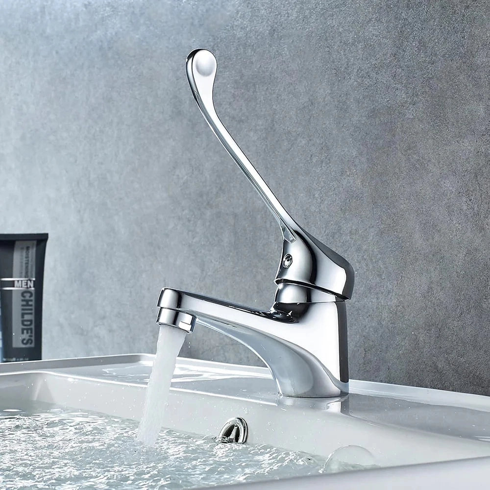 RUBINETTO MISCELATORE LAVABO COMANDO A GOMITO LEVA LUNGA CLINICA 69205