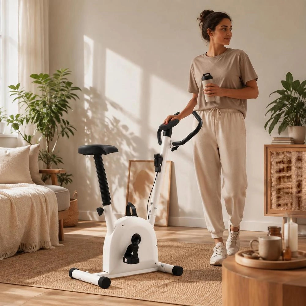 Exercise Bike With Belt Drive, White