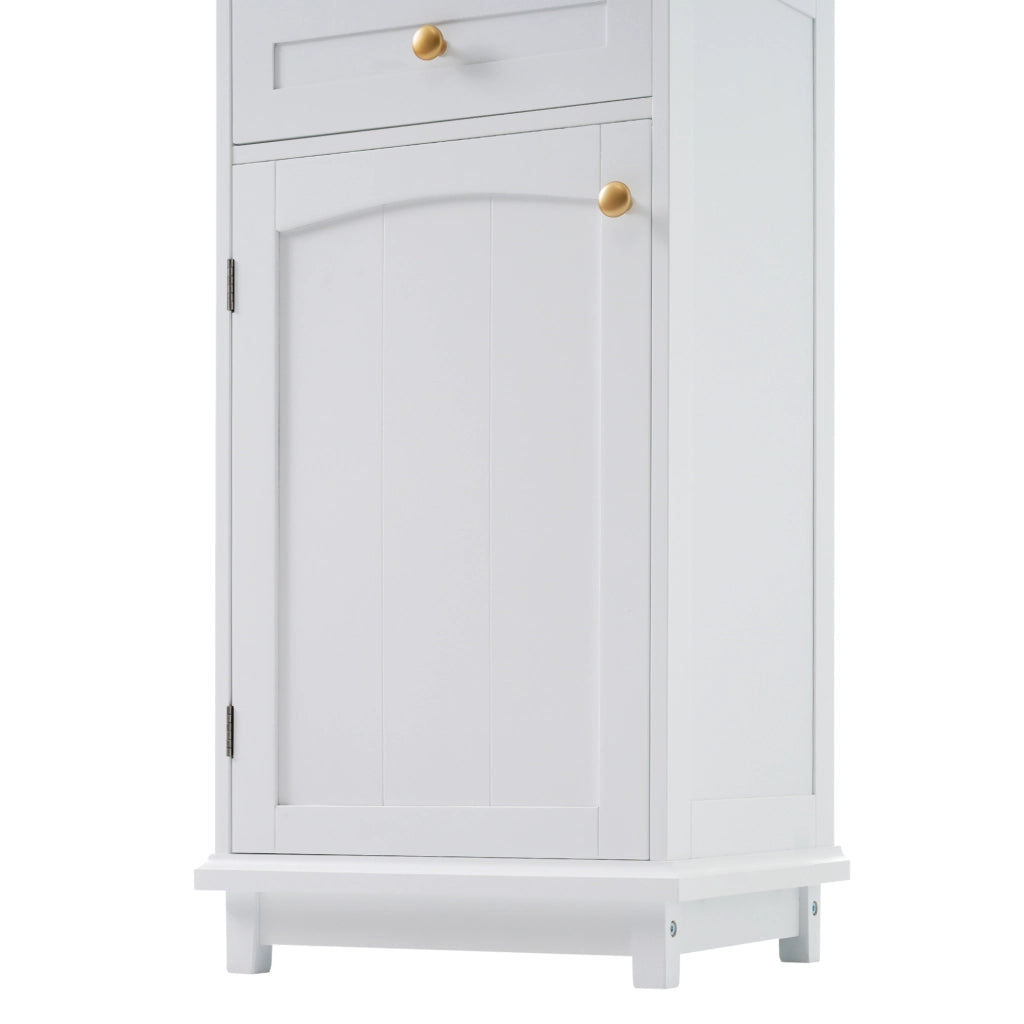 Mobile bagno alto 45x36x160 cm in MDF bianco con anta in vetro e 2 cassetti HAVRYA
