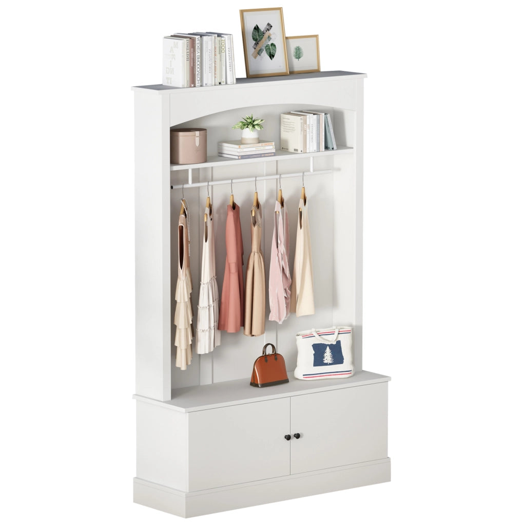 Mobile guardaroba con panca e barra appendiabiti; 120 ¡Á 40 ¡Á 190 cm; bianco