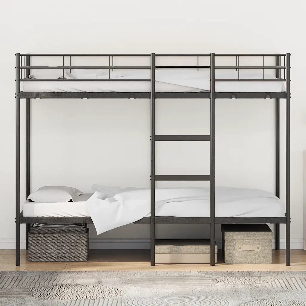 Letto singolo | Letto per adulti | Letto a Castello senza Materasso Nero 80x200 cm in Acciaio