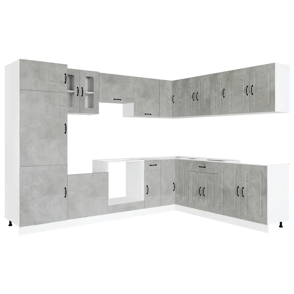 Set Mobili da Cucina 14 pz Kalmar Grigio Cemento in Truciolato 3314975