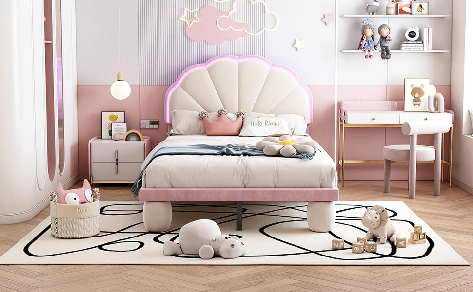 letto imbottito velluto beige rosa 90x200 cm