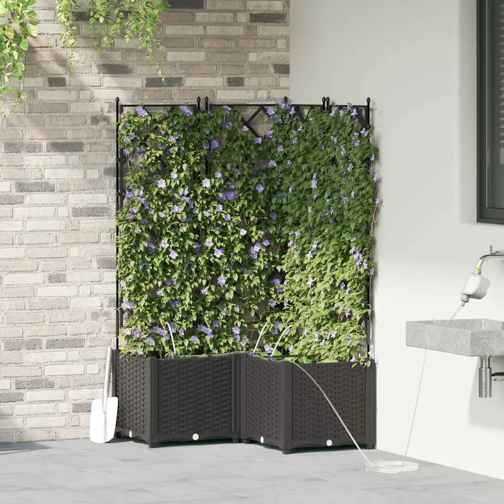 Fioriere | Cassetta per fiori | Vaso da giardino 3 pz Nero 80 x 80 x 142 cm Plastica