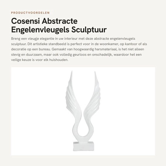 Decorazione Abstracta a Forma di Ala - Statuetta in Resina - Ornamento per Interni - Decorazione per Salotto/Studio - Regalo per Compleanno/Anniversario - Sostenibile e Resistente
