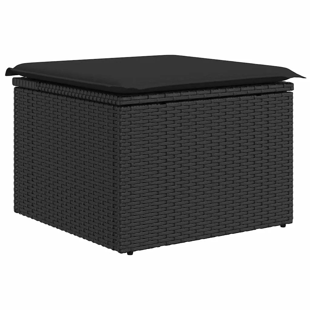 Set da Pranzo per Giardino con cuscino 8 pcs Nero e Marrone 3349869